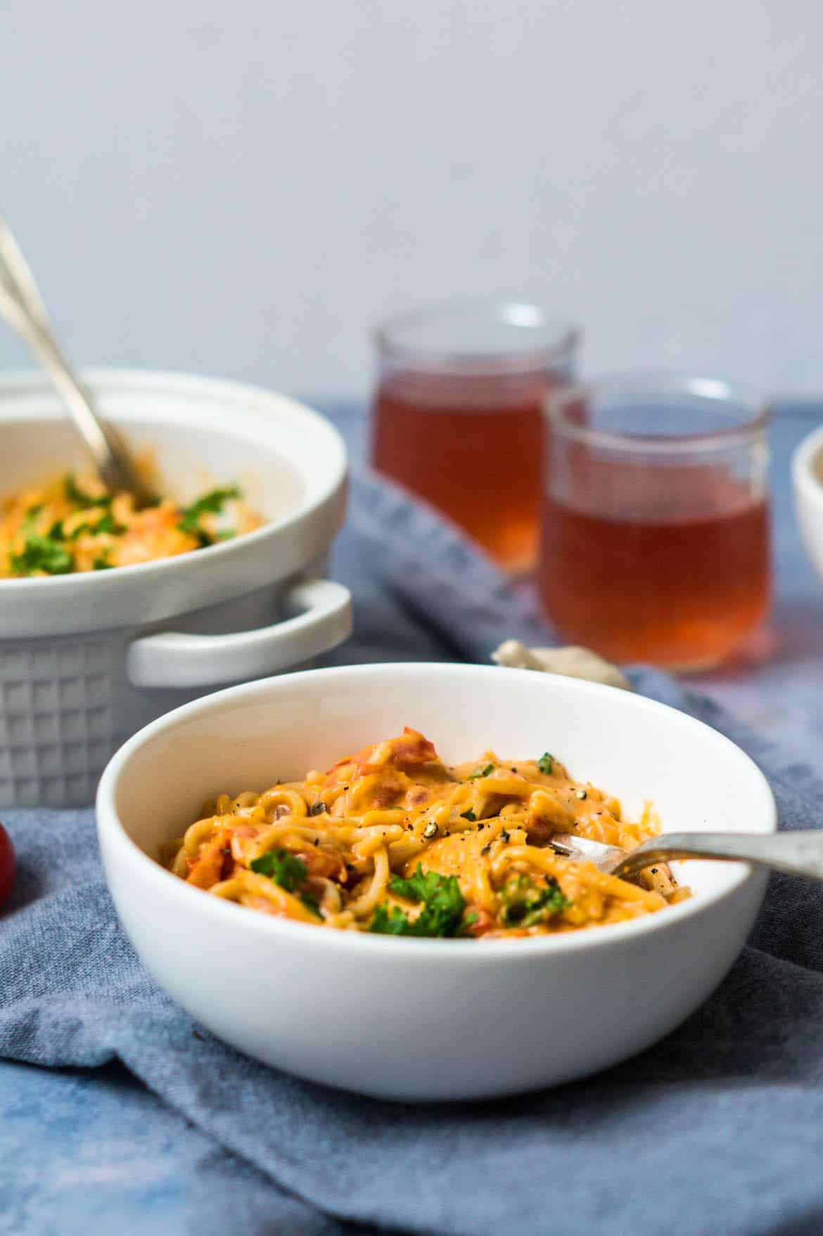 Vegetarisk cremet one-pot pasta Vegetarisk cremet one-pot pasta