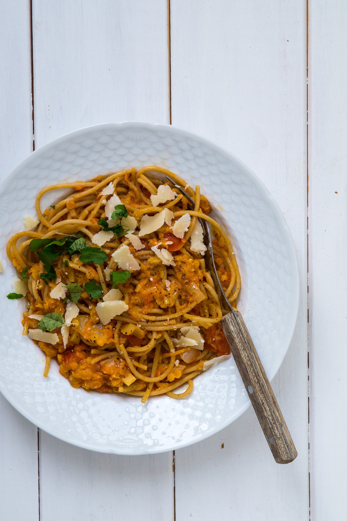 Spaghetti i linsesauce Spaghetti i linsesauce