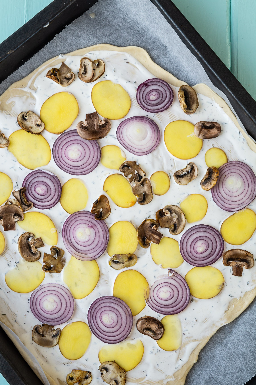 Vegetarisk flammkuchen