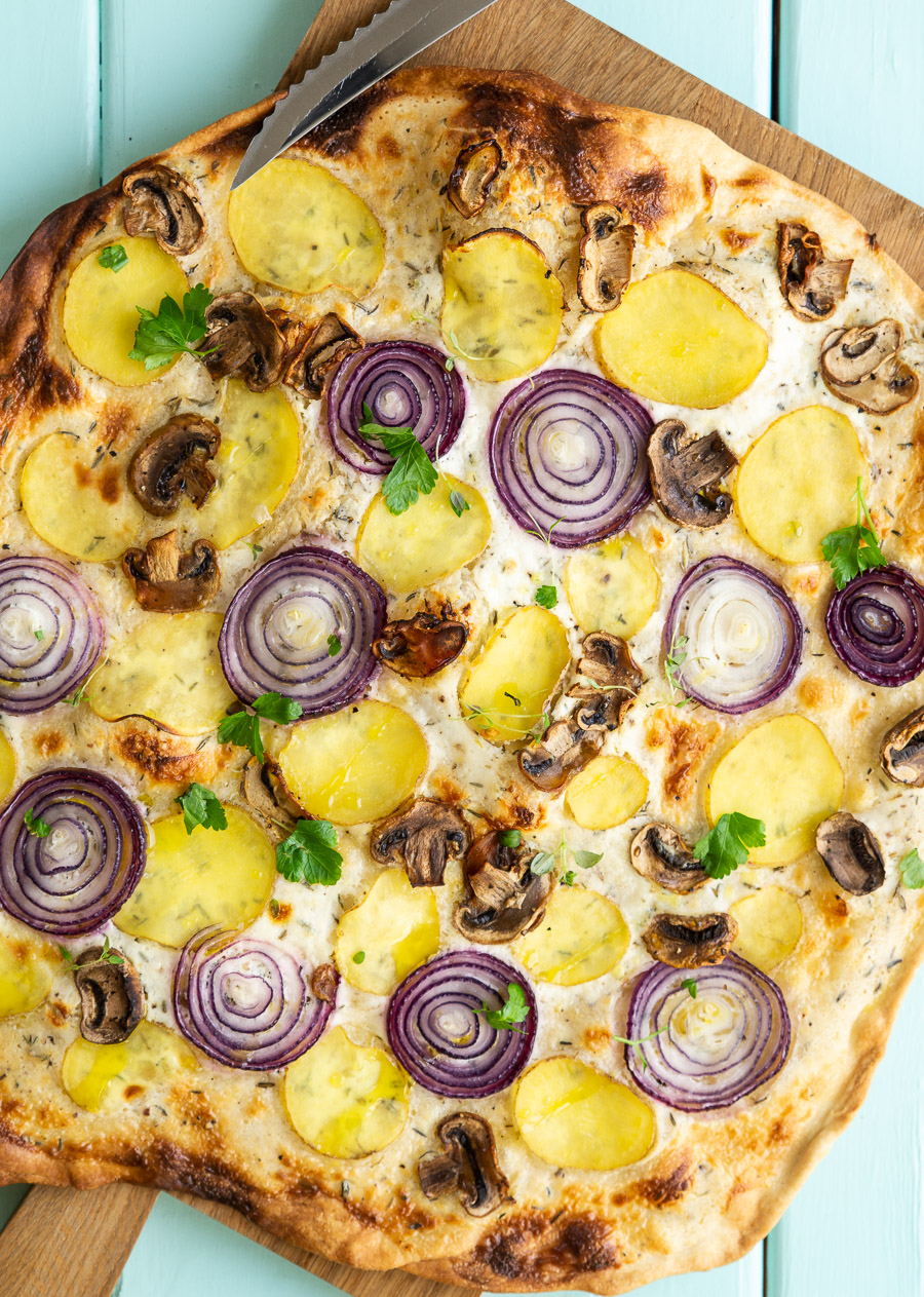 Vegetarisk flammkuchen