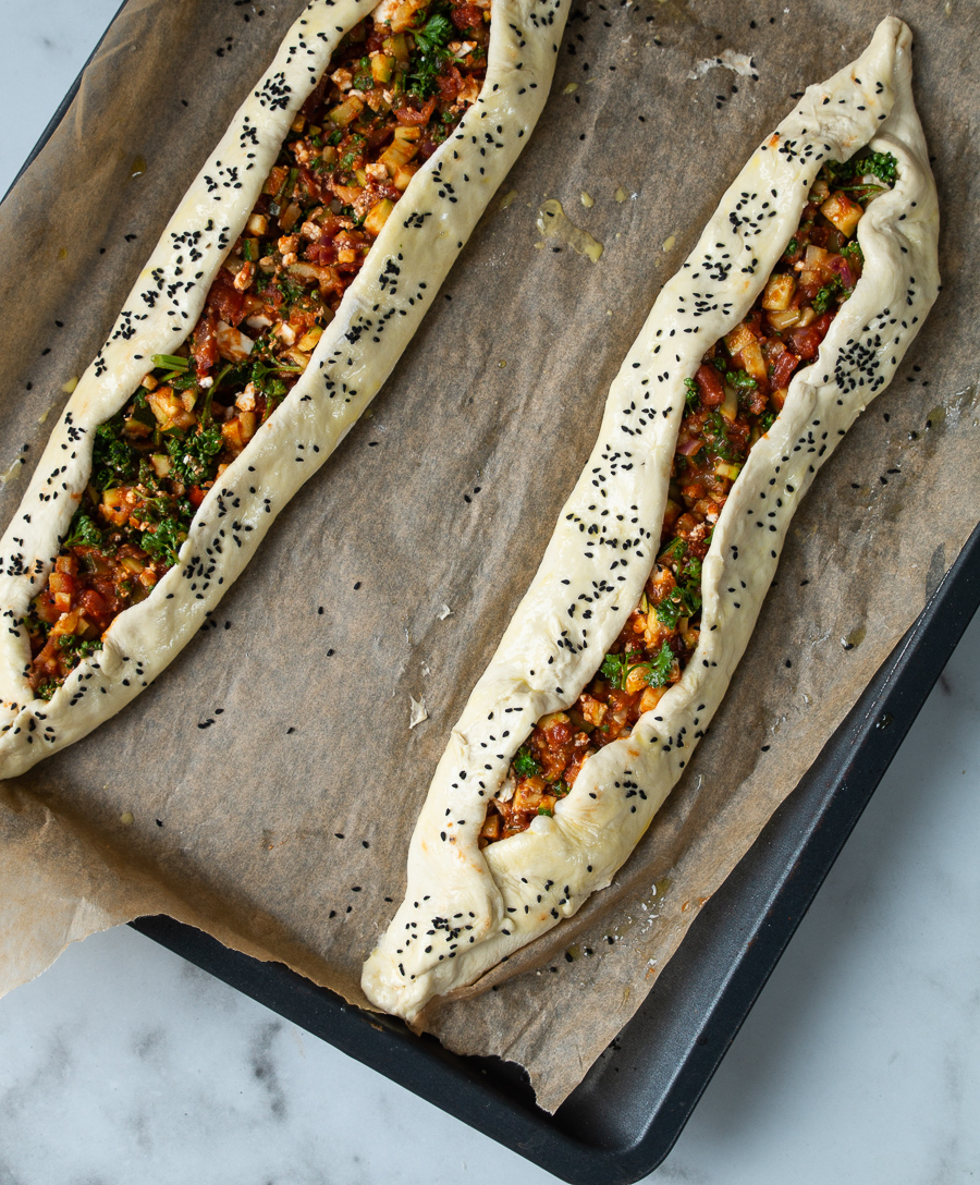vegetarisk tyrkisk pide