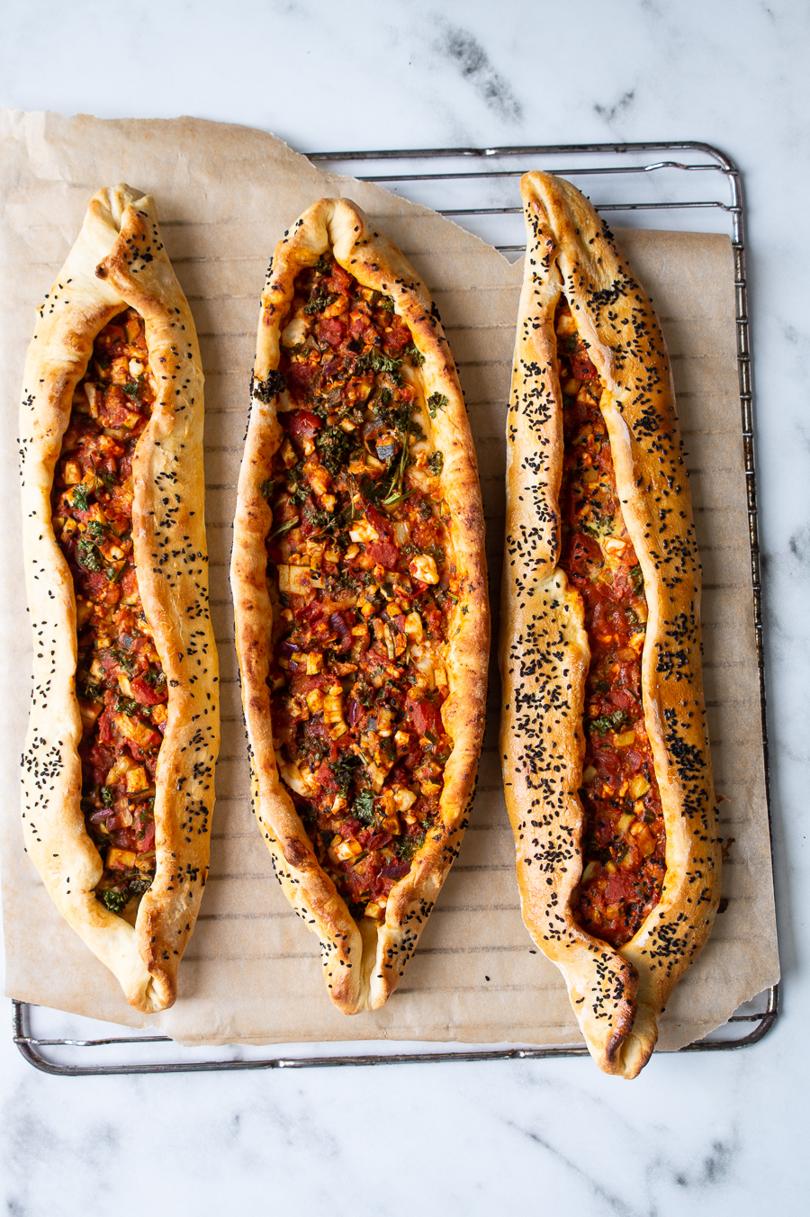 vegetarisk tyrkisk pide