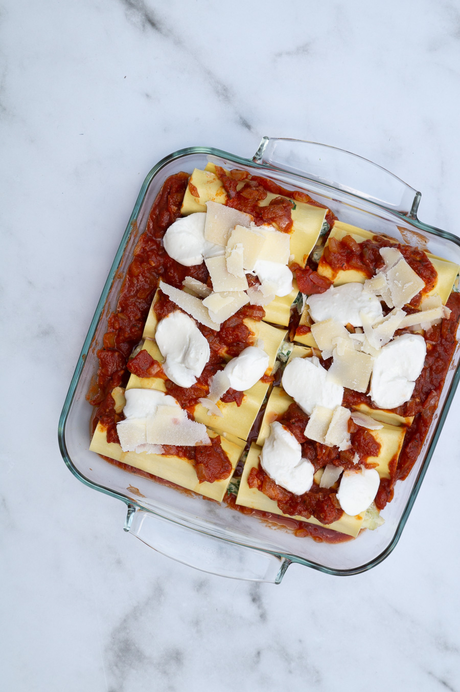 Vegetarisk canneloni med ricotta og spinat